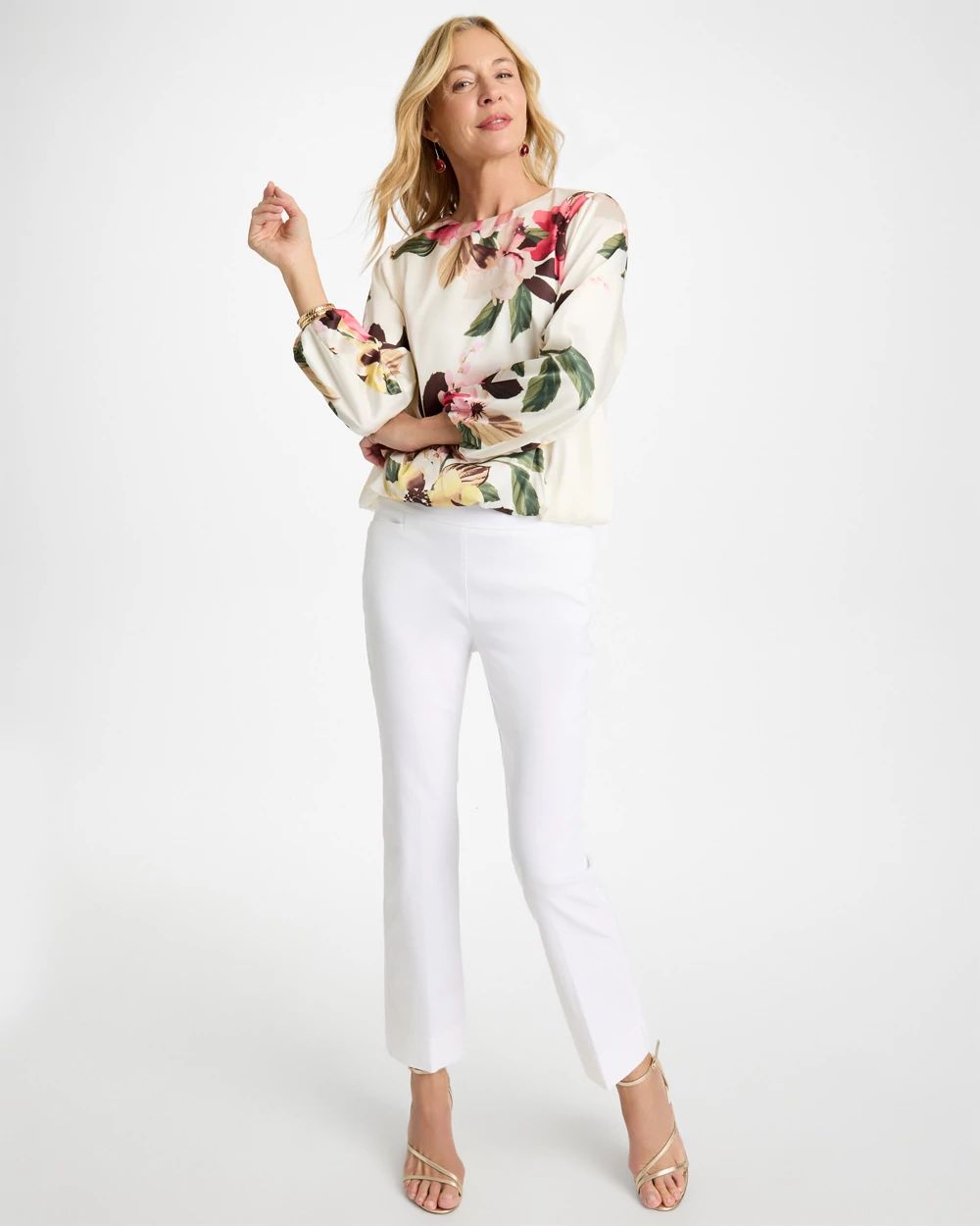 ikk-sth Crewneck Satin Bubble Hem Top | Chico's